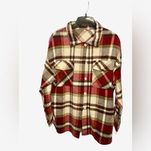 Red Plaid Thick Plaid Flannel Shacket